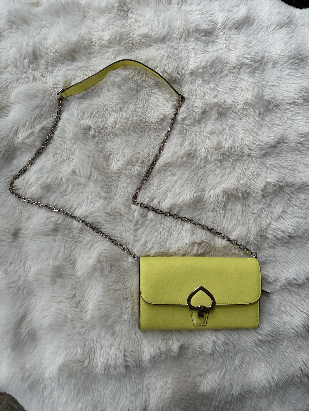 Kate Spade Robyn Small Flap Chain Wallet in the electrifying shade Limelight!